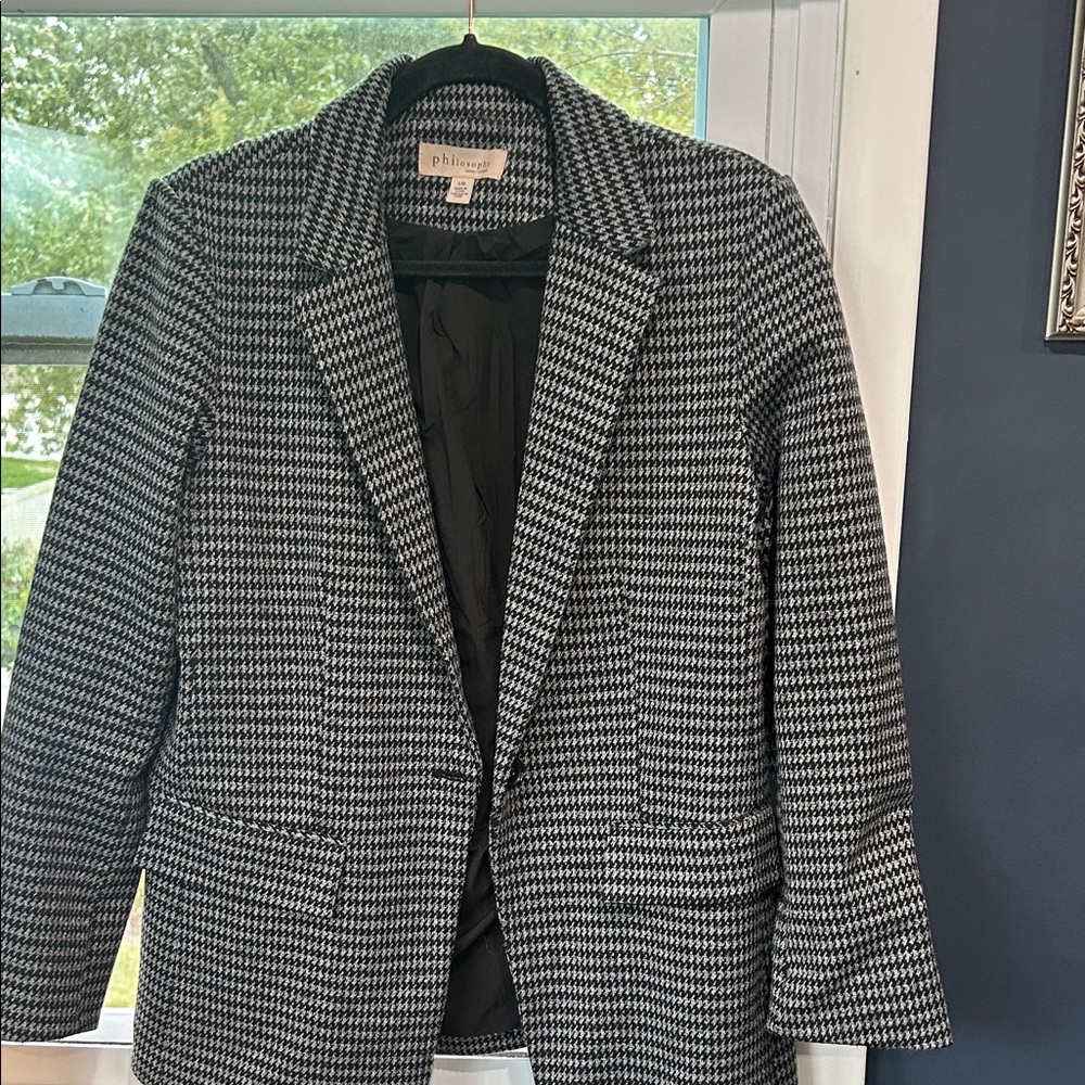 Philosophy Women's Houndstooth Blazer in Black and White